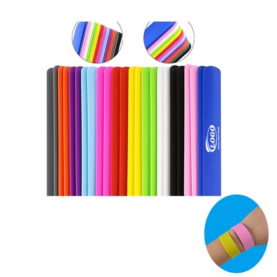 Multicolor Silicone Slap Bracelet with Steel Core