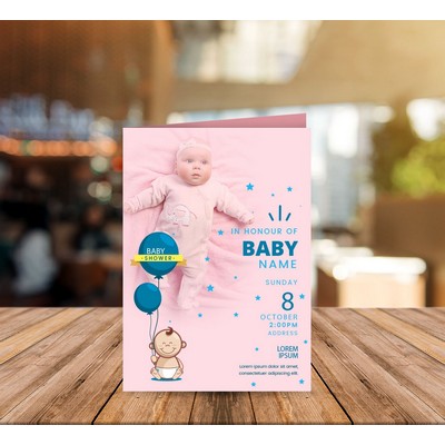 Folded Birth Announcement Cards - 8" x 6" (Folds to 4" x 6")