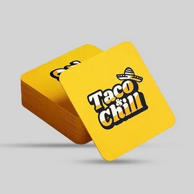 Custom Square Pulpboard Coaster - Printed Matte - 3.5" Dia x 80 pt