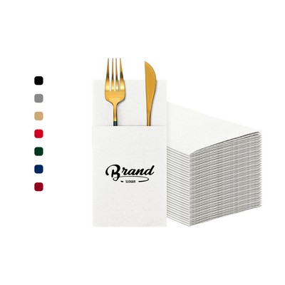 Disposable Linen-Feel Dinner Napkins With Built-in Flatware Pocket