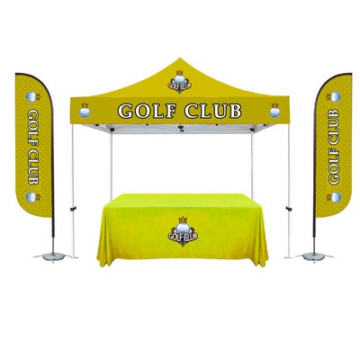10' x 10' Steel Frame Canopy Kit with 11' Flag and 6' Table Throw