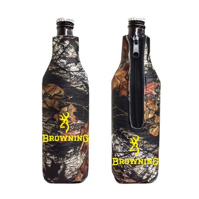 Mossy Oak or Realtree Camo Premium Collapsible Foam 22oz Bottle Insulators w/ Zipper
