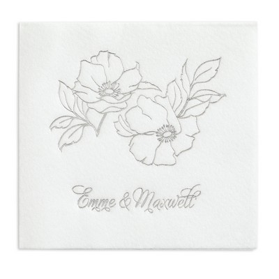 Floral Impressions Premium Beverage Napkin w/uncoined Edge (White)