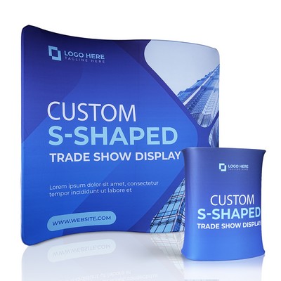 10' Trade Show Display Kit With S-Shaped Backdrop & Counter