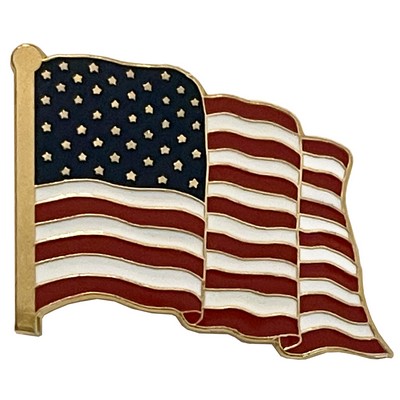 Deluxe Brass Hard Enamel Wavy Flag Pin