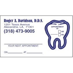 Appointment Card w/Removable Tooth Label