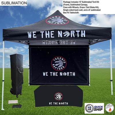 48Hr Quick Ship - Deluxe Event Package, 10' Tent kit, Single sided backwall, 6' Box Fit Tablecloth