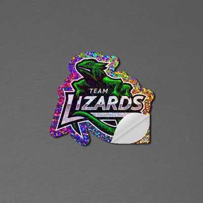 2" x 2" Vinyl Die Cut Glitter Sticker with Pull Tab 6mil