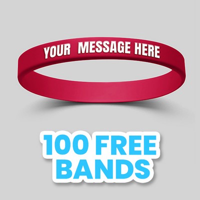 Custom Embossed Printed Silicone Wristbands - 1/4"