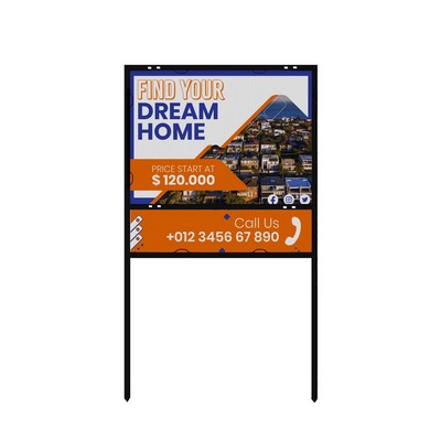 24"x18" Real Estate Framed Sign Kit- Hardware, Banner & Rider