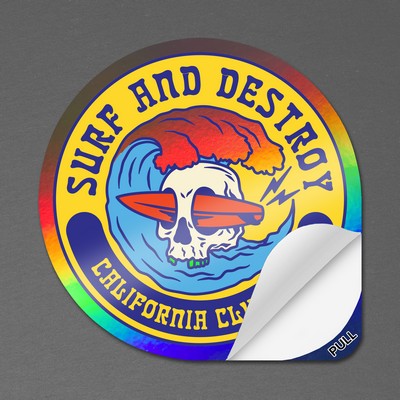 5" x 5" Vinyl Die Cut Holographic Sticker with pull tab 6mil