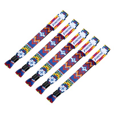 Adjustable Woven Label Wristband W/ Locking Bead