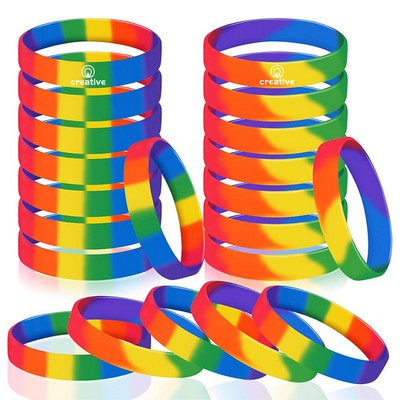 Rainbow Silicone Wristband Colorful Stretchable Bracelet