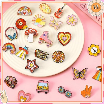 Custom Hippie Cute Enamel Lapel Pin Brooch Pin Badge for Clothes Bags Backpack Hat Jacket Decoration